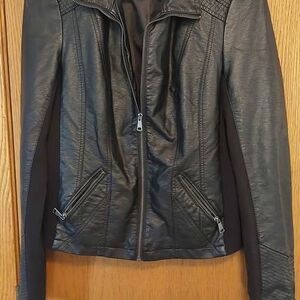 Maurices Black Quilted Faux Leather Moto Jacket Medium